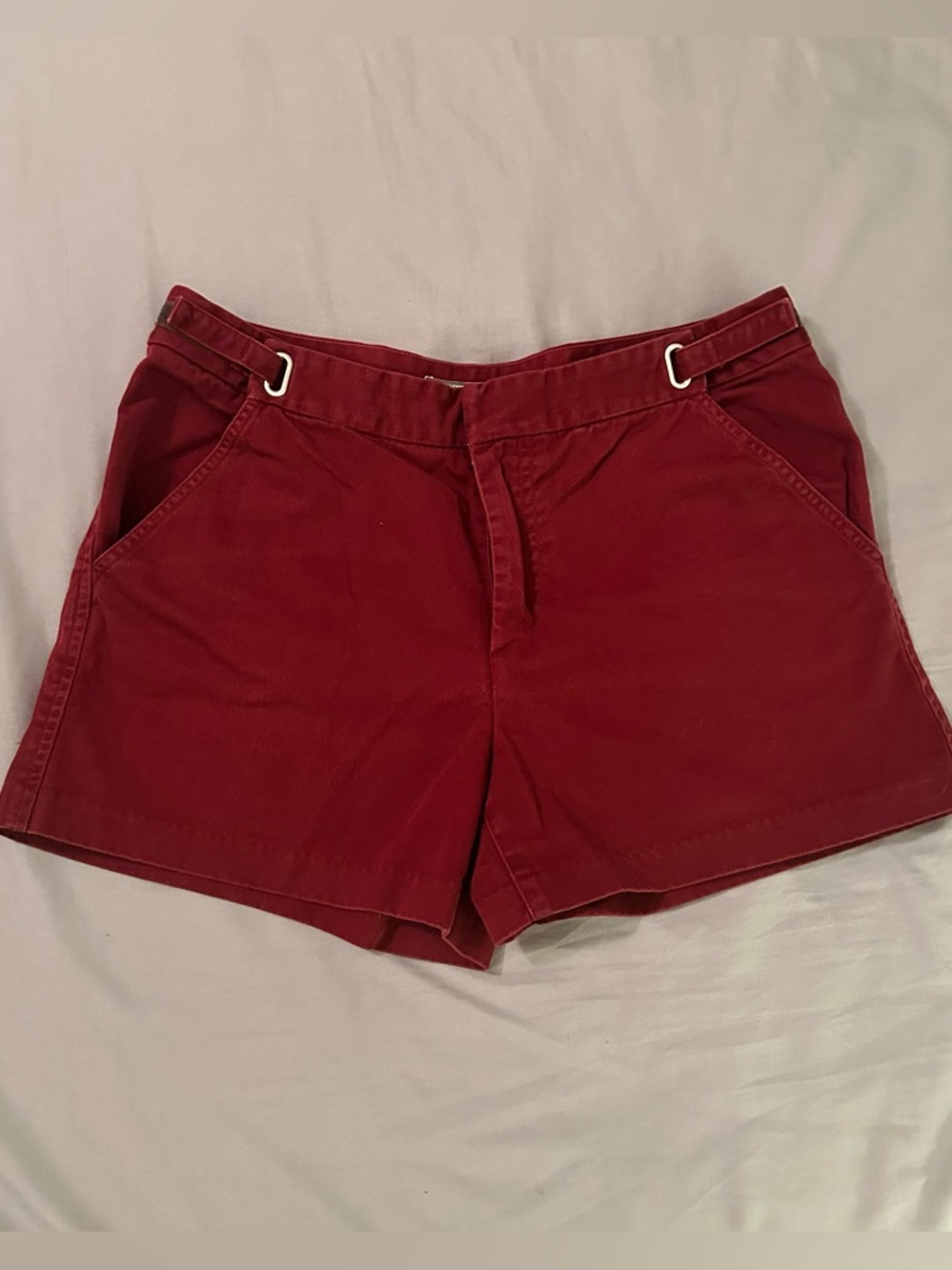 J. Crew Adjustable Waist Chino Shorts-Vintage-Women's size 8-Burgundy Cranberry